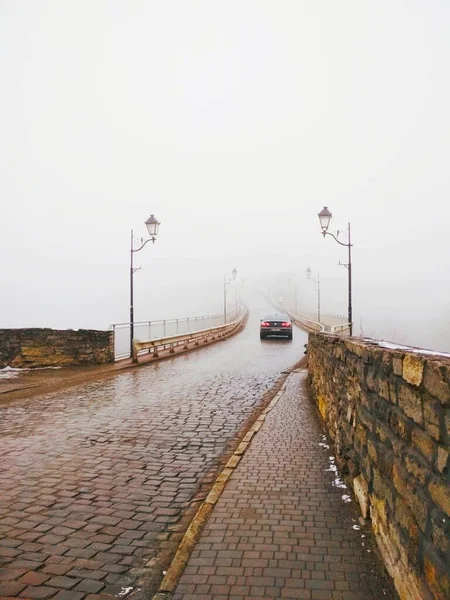 Puente Niebla Que Conduce Ninguna Parte Kamenets Podolsky Ucrania — Foto de Stock