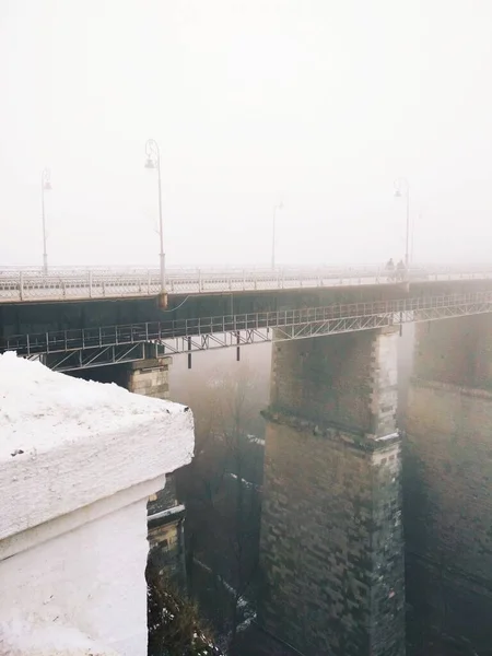 Puente Casco Antiguo Sobre Cañón Día Nublado Opaco Kamenets Podolsky — Foto de Stock