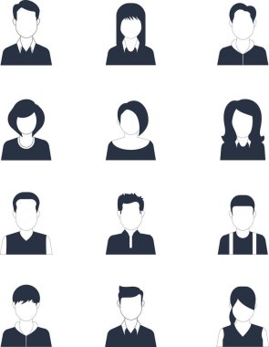 El çizimi Avatar profil ikonu (veya portre ikonu), erkek ve dişiyi içerir. Kullanıcı düz avatar simgesi, işaret, profil insan sembolü. Sosyal medya avatar vektör grafikleri düz simgeler.