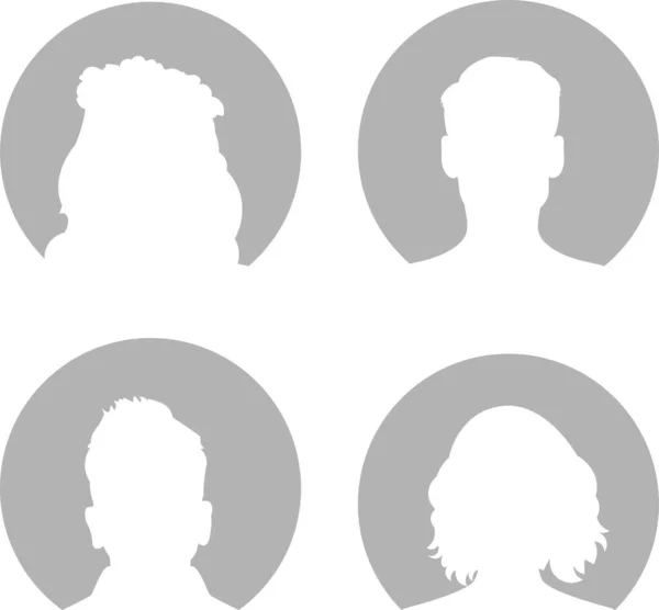 一组手绘Avatar轮廓图标 或肖像图标 包括男性和女性 用户扁平的化身 人物形象符号 — 图库矢量图片
