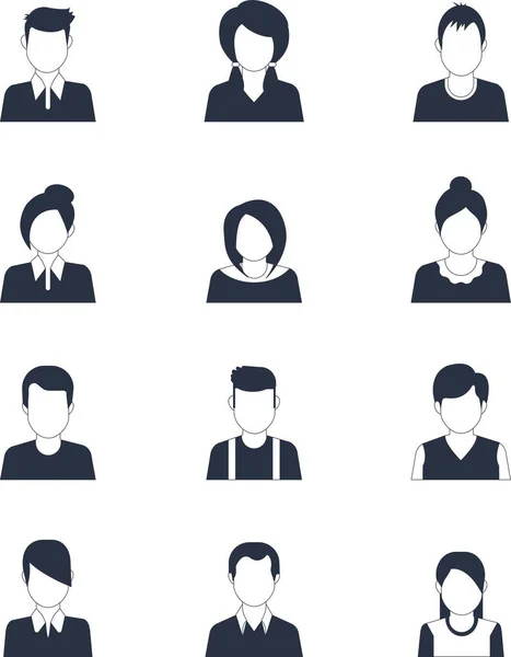 Zestaw Ręcznie Rysowanej Ikony Profilu Avatara Lub Ikony Portretu Tym — Wektor stockowy