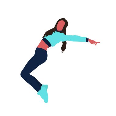 Dans eden kızlar koleksiyonu. Hip-hop kadın dansçılar, vektör hatlı çizimler beyaz arka planda izole edilmiş.