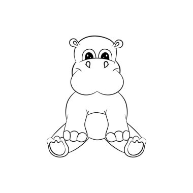 Cartoon funny, cute and little hippo character,isolated on white background. Illustrations for children. Baby Shower card.Vector Illustration. clipart