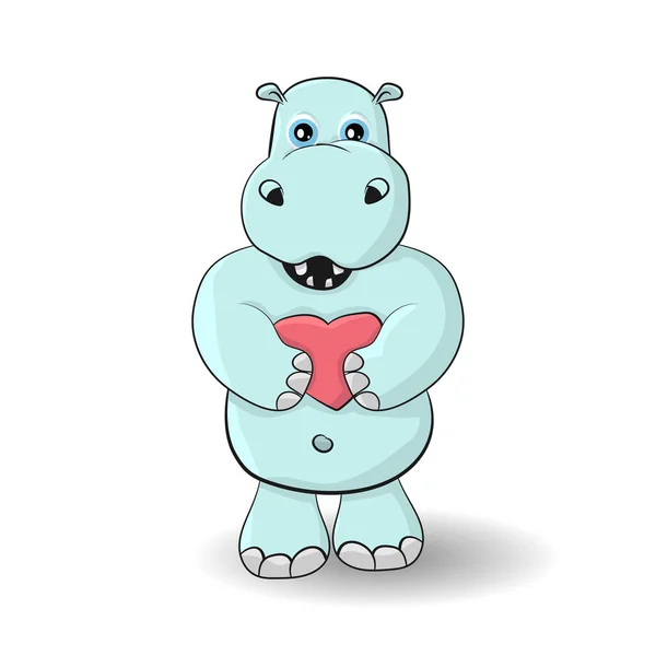 Desenhos Animados Engraçado Bonito Pequeno Personagem Hipopótamo Isolado Fundo Branco —  Vetores de Stock