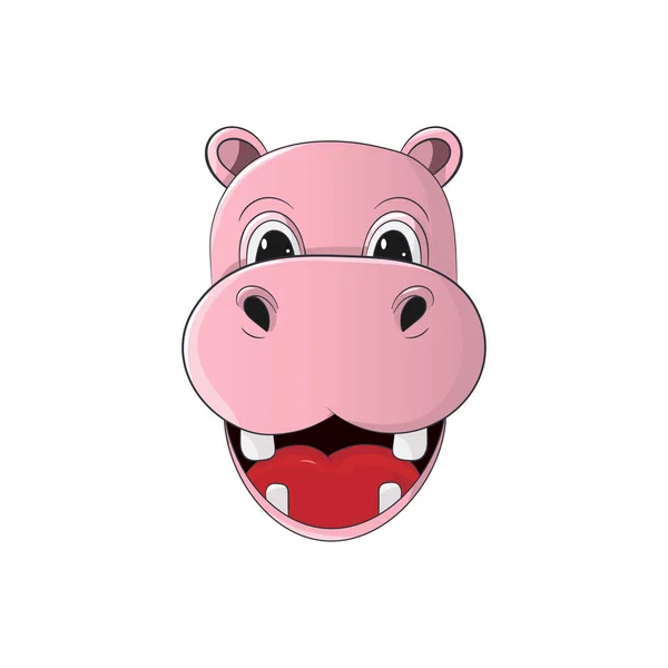 Dessin Animé Personnage Drôle Mignon Petit Hippopotame Isolé Sur Fond — Image vectorielle