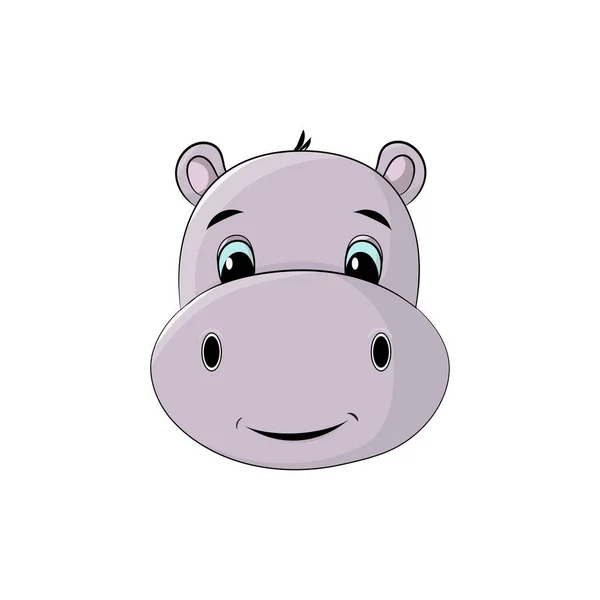 Dessin Animé Personnage Drôle Mignon Petit Hippopotame Isolé Sur Fond — Image vectorielle