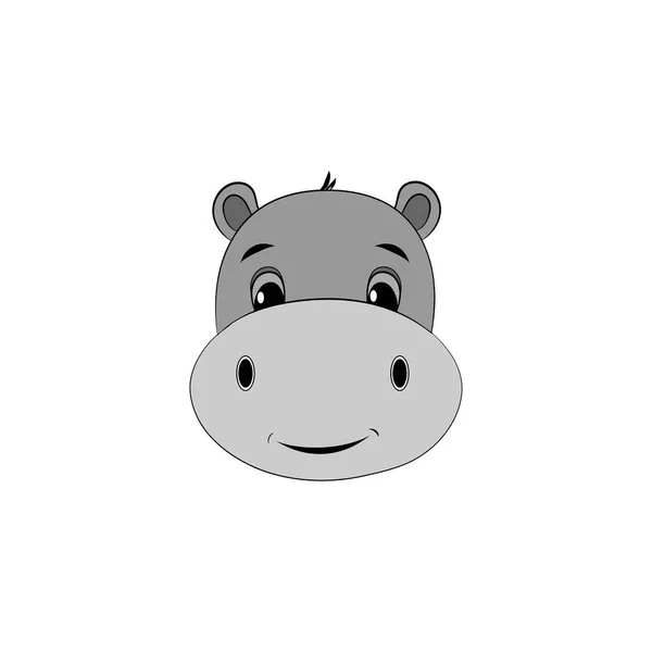 Dibujos Animados Divertido Lindo Pequeño Personaje Hipopótamo Aislado Sobre Fondo — Vector de stock