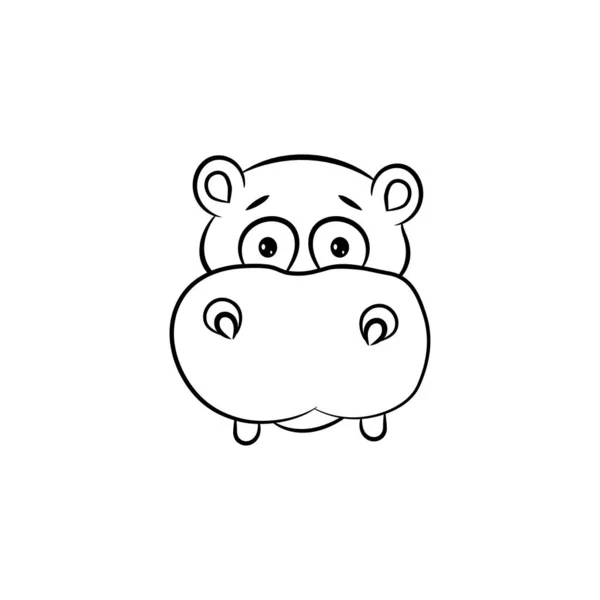 Dessin Animé Personnage Drôle Mignon Petit Hippopotame Isolé Sur Fond — Image vectorielle