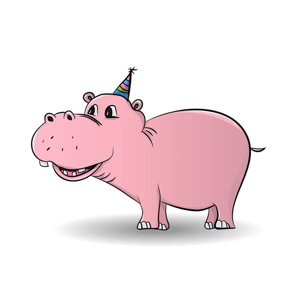 Dessin Animé Personnage Drôle Mignon Petit Hippopotame Isolé Sur Fond — Image vectorielle