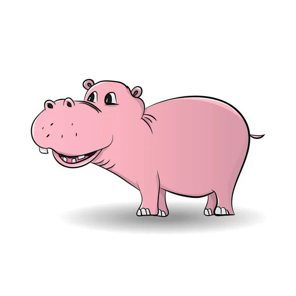 Dessin Animé Personnage Drôle Mignon Petit Hippopotame Isolé Sur Fond — Image vectorielle