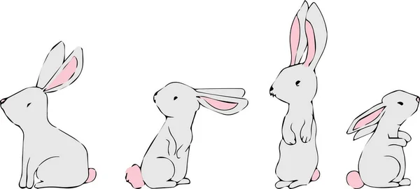Ευτυχισμένο Πάσχα Bunny Vector Εικονογράφηση Γλυκό Κουνέλι Χαρακτήρα Κινουμένων Σχεδίων — Διανυσματικό Αρχείο