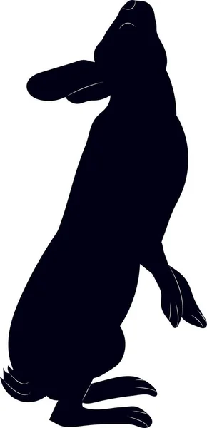 Handgetekend Zwart Silhouet Van Schattig Konijn Omhoog Kijkend Zittend Verschillende — Stockvector