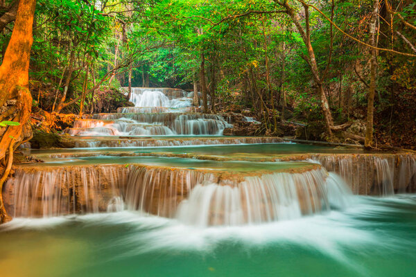 Cool waterfall at Kanchanaburi, Thailand