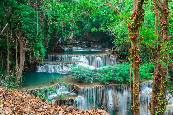 Καταρράκτης Στο Βαθύ Δάσος Καταρράκτη Huay Mae Kamin Εθνικό Πάρκο — Φωτογραφία Αρχείου