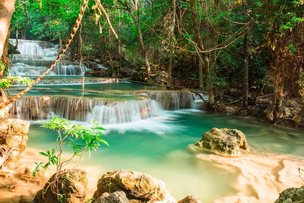 Vodopád Hlubokém Lese Národní Park Erawan — Stock fotografie