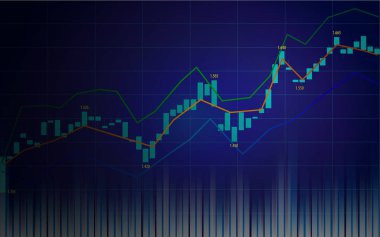 Borsa veya forex ticaret grafik gösterge grafik tasarım konsepti, vektör çizim ile