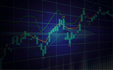 Borsa veya forex ticaret grafik gösterge grafik tasarım konsepti, vektör çizim ile