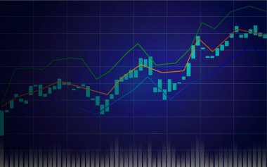 Borsa veya forex ticaret grafik gösterge grafik tasarım konsepti, vektör çizim ile