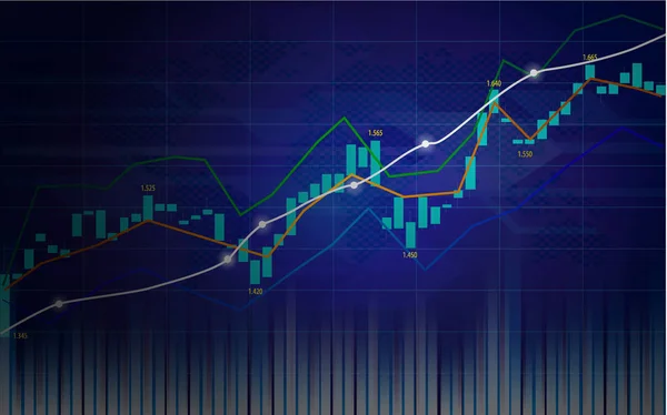 Borsa veya forex ticaret grafik gösterge grafik tasarım konsepti, vektör çizim ile