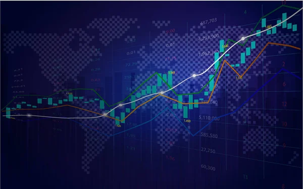 Tőzsde Forex Kereskedési Chart Világ Megjelenítése Háttér Pénzügyi Fogalom Indikátorral — Stock Vector