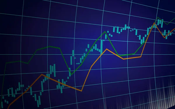 Grafico Del Mercato Azionario Finanziario Sfondo Blu Scuro Borsa Forex — Vettoriale Stock