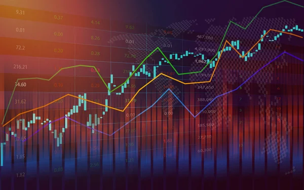 Фондовый Рынок Торговый График Индикатором Диаграммы Подсвечника Финансово Экономической Концепции — стоковый вектор