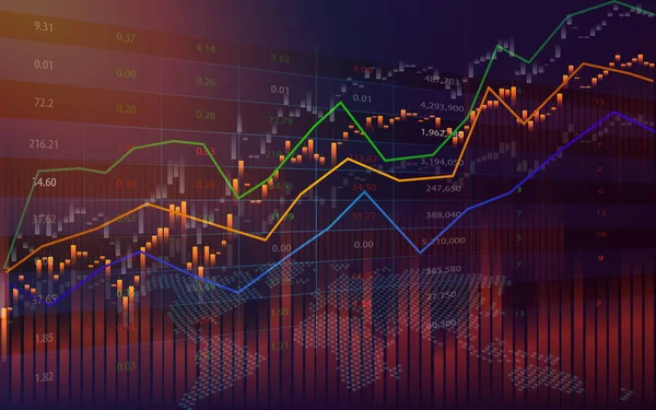 Grafico Azionario Commerciale Con Indicatore Grafico Candeliere Concetto Finanziario Economico — Vettoriale Stock