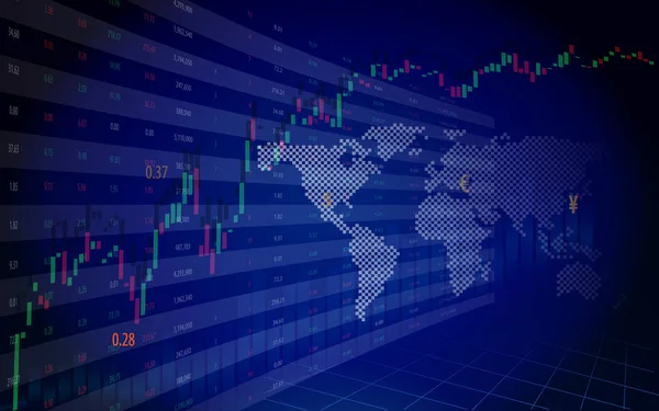 Gráfico Bursátil Financiero Sobre Fondo Azul Para Concepto Financiero Empresarial — Archivo Imágenes Vectoriales