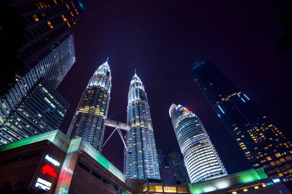 Zwillingstürme Der Nachtszene Kuala Lumpur Malaysia — Stockfoto