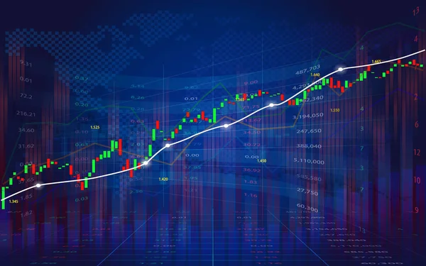 Zakelijke Grafiek Met Neigt Stock Marktgegevens Weergegeven Concept Aandelenkoersen Candle — Stockvector