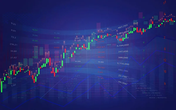 Grafico Degli Affari Con Tendenza Concetto Visualizzazione Dei Dati Borsa — Vettoriale Stock