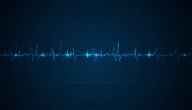 Acil durum ekokardiyografi. Mavi parıldayan neon kalp atışı. Kalp atışı. Elektrokardiyogram