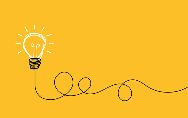 Bulb light on yellow background. Concept of big ideas inspiration innovation