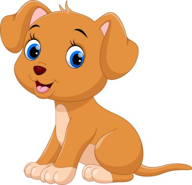 Beyaz arka plan üzerinde izole sevimli küçük köpek çizgi film 