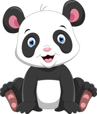 Sevimli panda beyaz arka plan üzerinde izole karikatür 