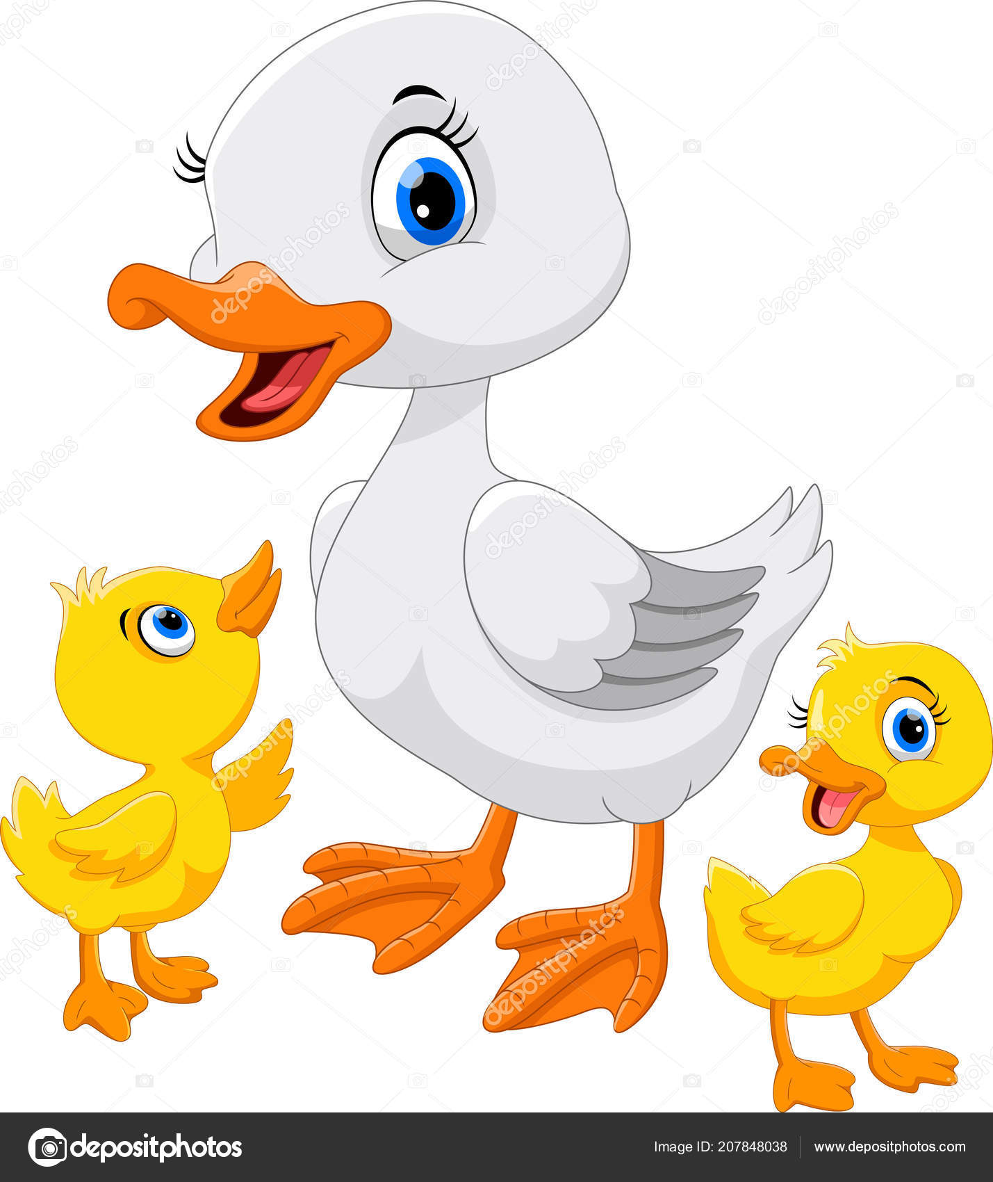Download Mother Duck Her Three Little Cute Ducklings — Stock Vector ...