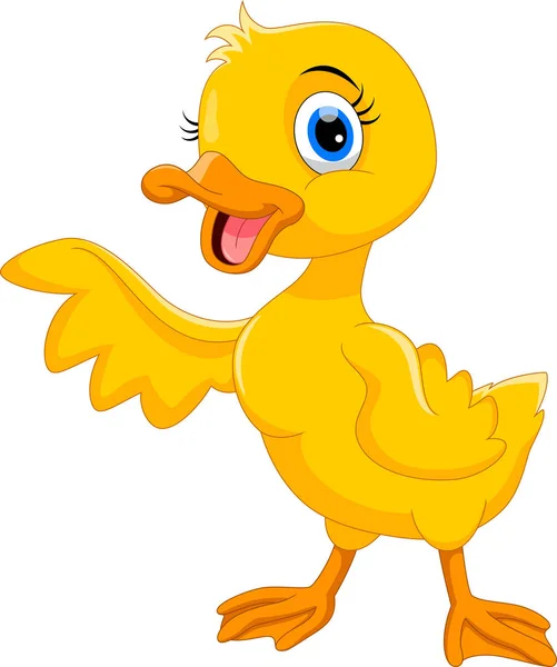 Cute Duck Cartoon Waving — Stock Vector