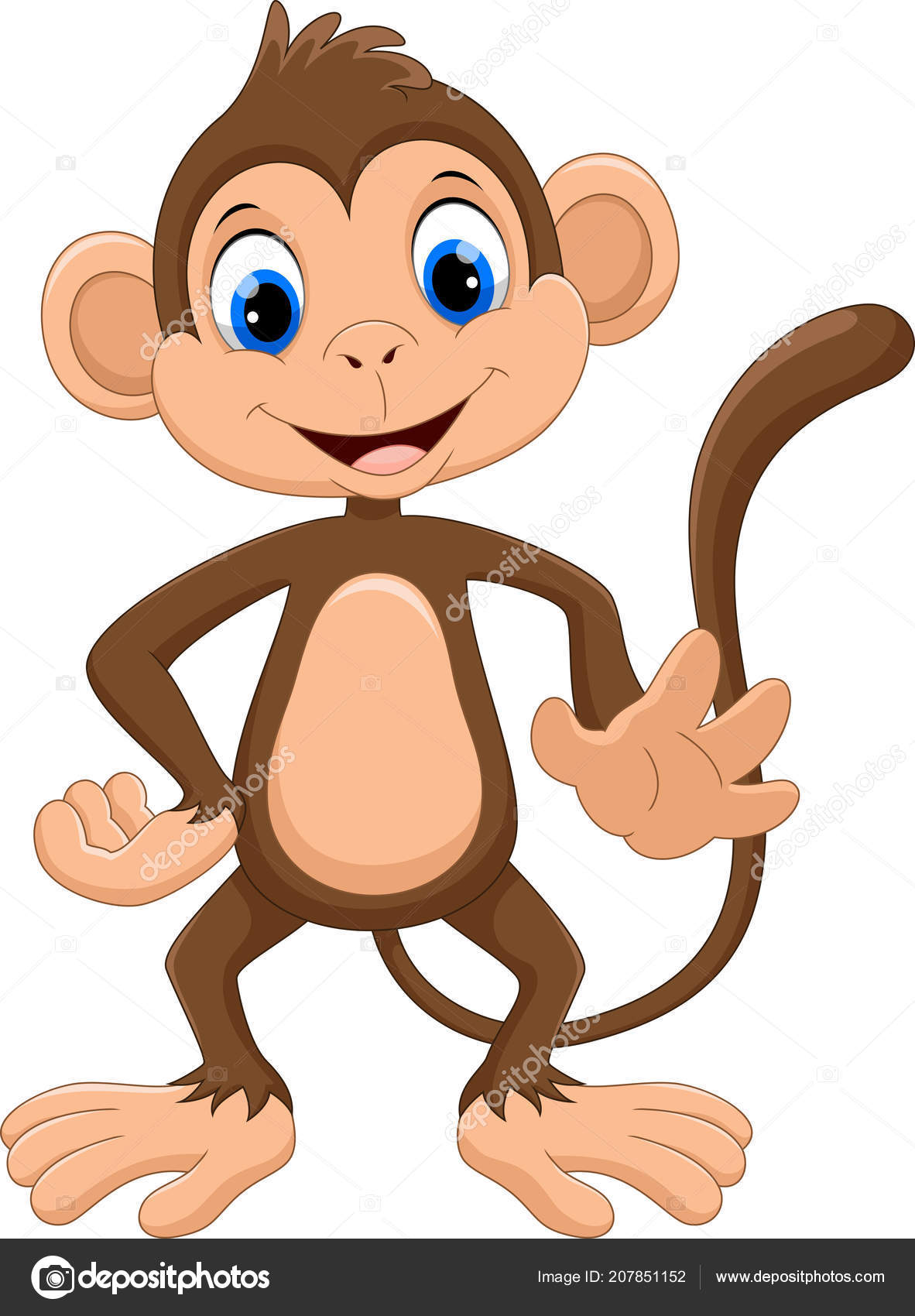 Cute Monkey Cartoon Isolated White Background Stock Vector Image by  ©irwanjos2 #207851152