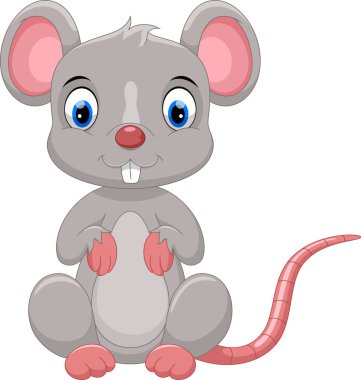 Cute mouse cartoon isolated on white background clipart