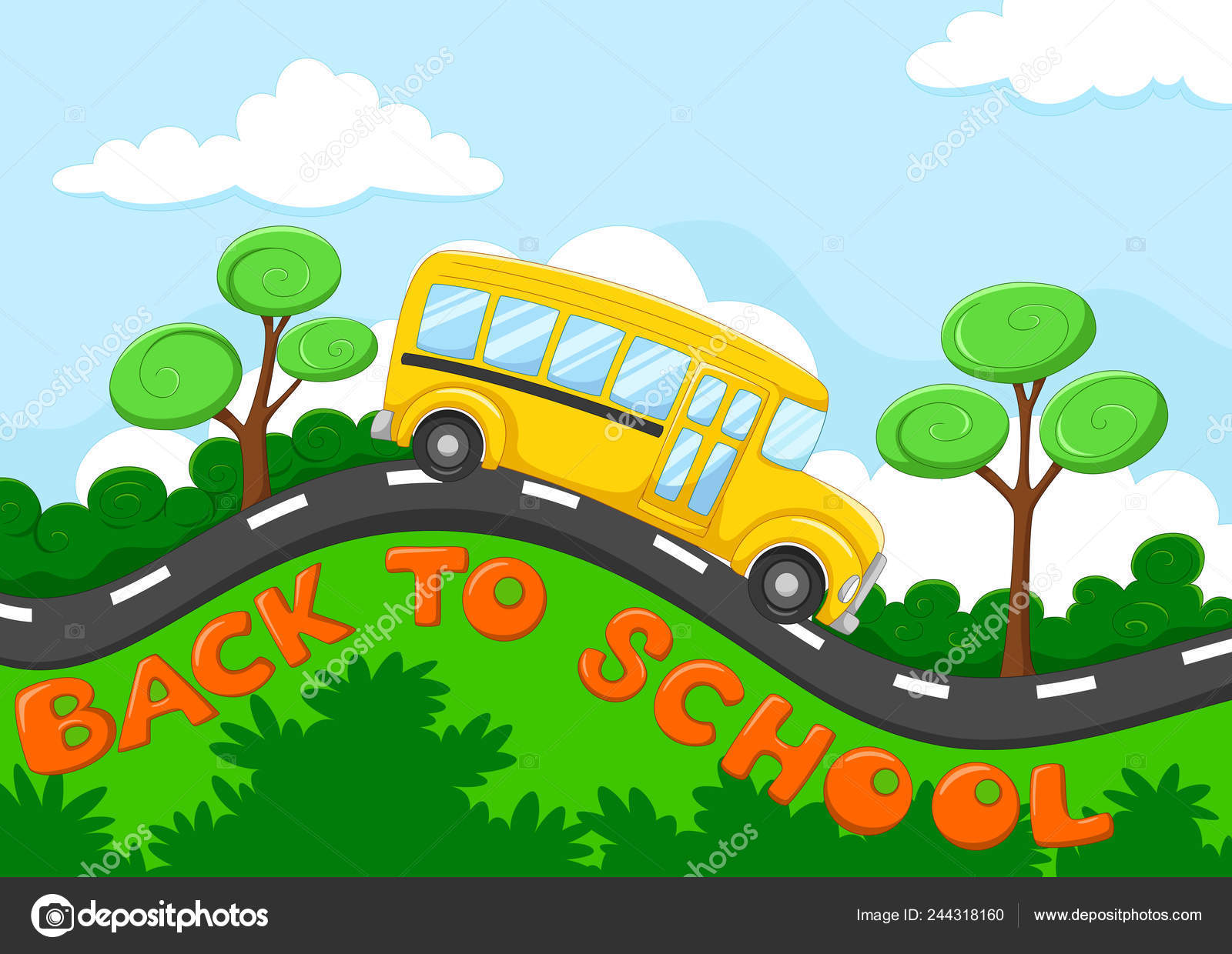 Back School Illustration School Bus Cartoon Road Stock Vector Image by ©irwanjos2 #244318160 Back School Illustration School Bus Cartoon Road Stock Vector Image by ©irwanjos2 #244318160