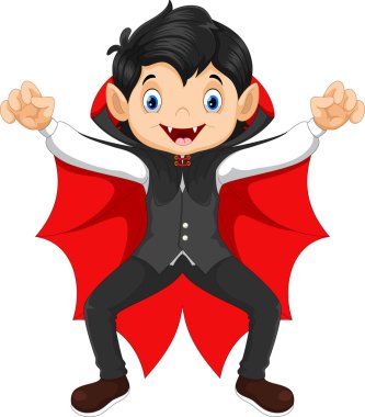 Vampir kostüm içinde şirin çocuk