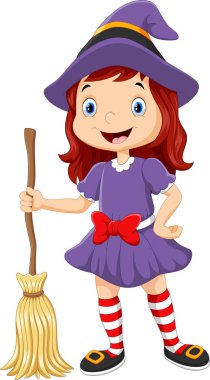 Şirin çocuk bir halloween cadı kostüm