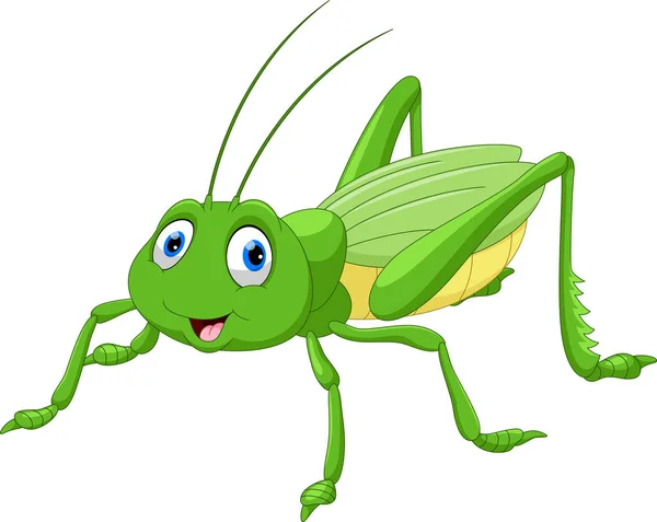 Cute Happy Grasshopper Cartoon — Stock Vector