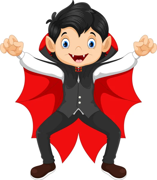 Schattig Kind Een Halloween Vampier Kostuum — Stockvector