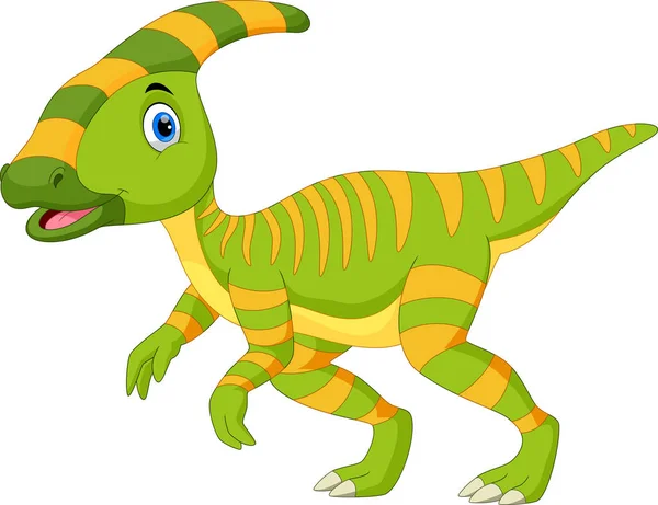 Lindo Parasaurolophus Dinosaurio Dibujos Animados — Vector de stock