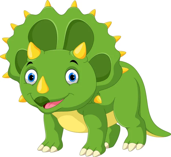 Bonito Feliz Triceratops Desenhos Animados — Vetor de Stock