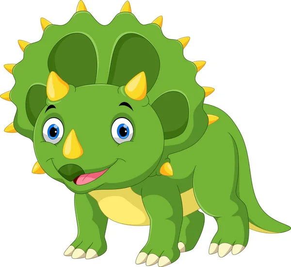 Cute Happy Triceratops Cartoon — Stock Vector