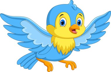 Sevimli çizgi film kuşları uçar