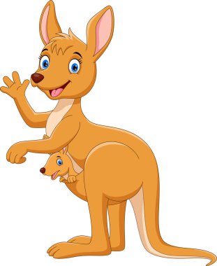 Anne kanguru ve bebeği.