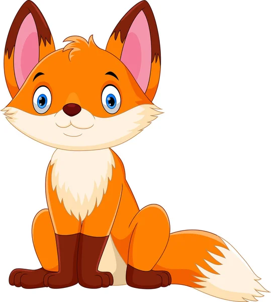 Happy Fox Cartoon Auf Weißem Hintergrund — Stockvektor